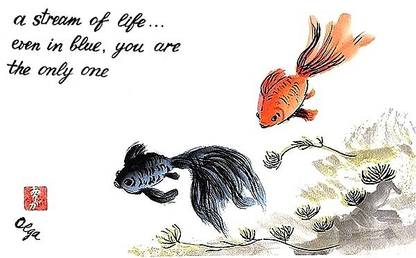 Stream of life. Haiga.
---------
 (  ,      )