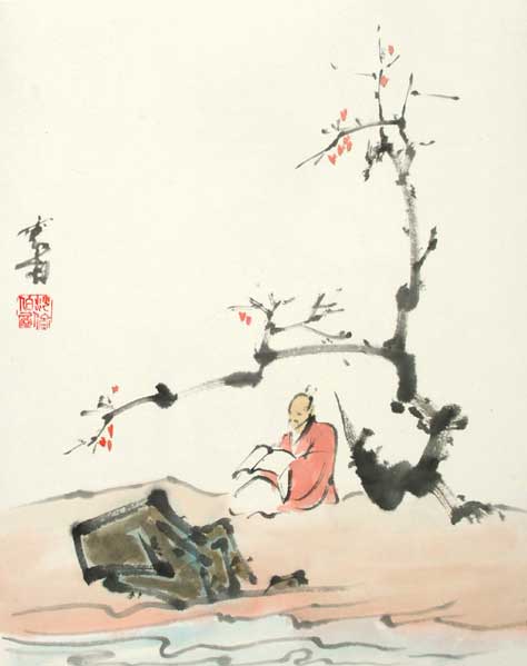 scholar reading under a tree
---------
 (  ,      )